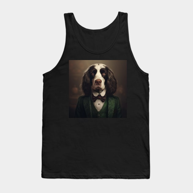 English Springer Spaniel Dog in Suit Tank Top by Merchgard